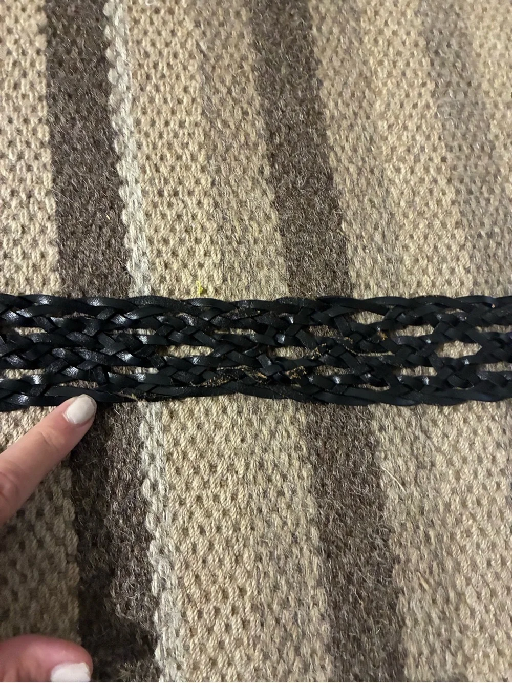 Lauren Ralph Lauren Vintage Black Braided Woven Leather Belt Silver Buckle Fit M